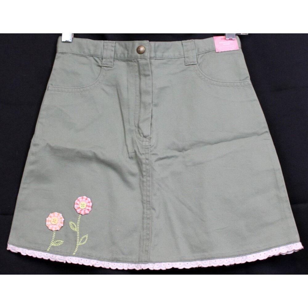 2006 Gymboree Freshly Picked Green Skorts Ribbon Flowers Lace trim Adjustable Wa